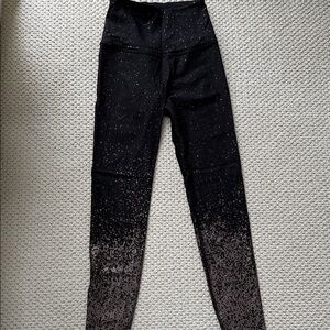 Beyond Yoga Black and Gray Metallic Speckled Leggings